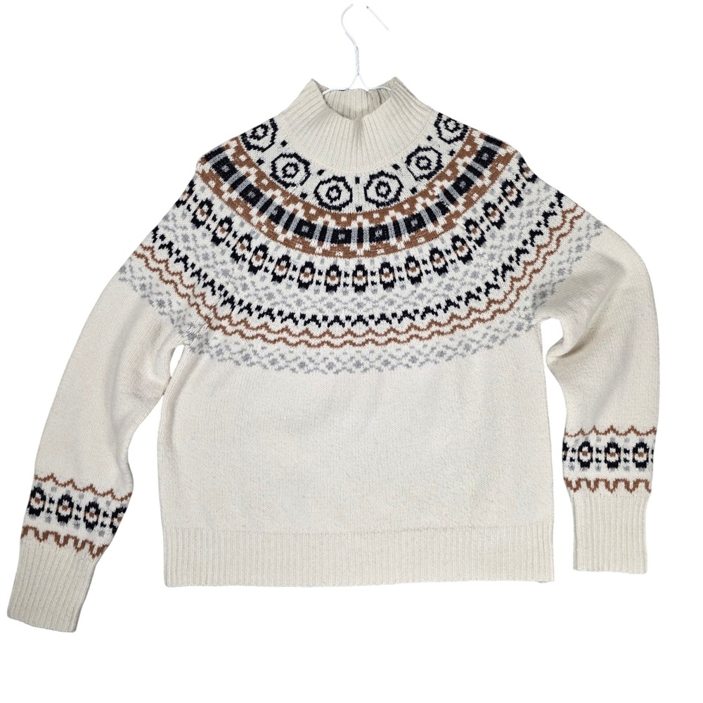 Cupcakes and Cashmere Fair Isle Mock‎ Neck Sweater Womens Small Cozy Preppy